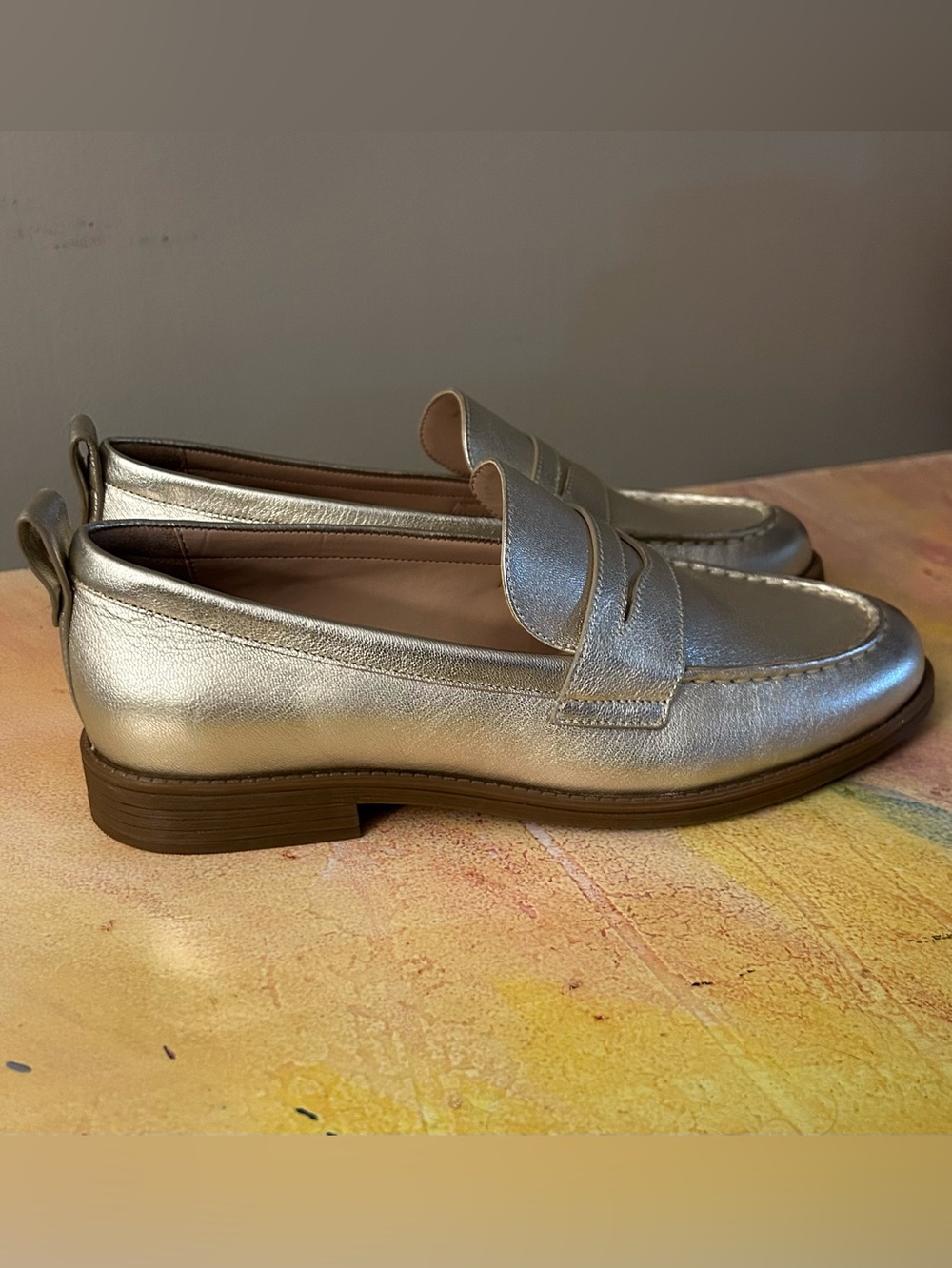Cole Haan Metallic Leather Penny Loafer Shoes